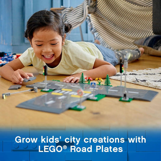 LEGO City Road Plates 60304 - Building Toy Set Featuring Traffic Lights Trees Glow in The