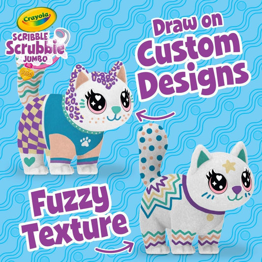 Crayola Scribble Scrubbie Jumbo Large Posable Animal Toy 6 Inches Toy Cat for Girls Boys