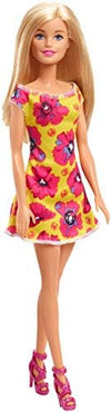 Barbie Doll Blonde Wearing Yellow and Pink Floral Dress