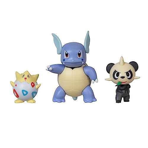 Pokemon 3 Pack-Features 2-Inch Pancham and Togepi and 3-Inch Wartortle Battle Figures