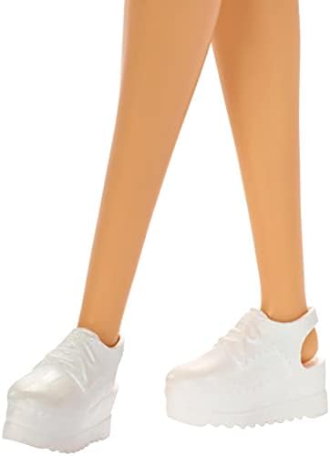 Barbie Brunette Wearing Pink and Blue Heart-Print Dress and Platform Sneakers for 3 to 7
