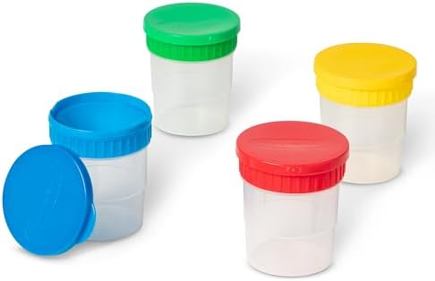 Melissa & Doug Melissa Doug Spill-Proof Paint Cups - 4-Pack Airtight Seal Snap Lids -