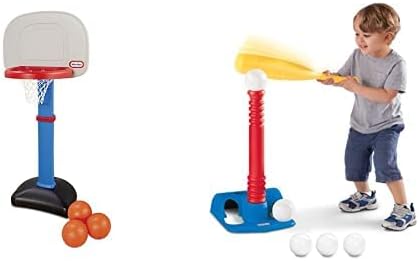 Little Tikes T-Ball Set Easy Score Basketball Set - 3 Ball Bundle Red Plastic Outdoor
