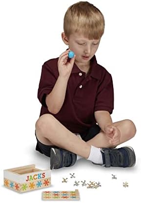 Melissa & Doug Melissa Doug Jacks Game with 10 Playing Pieces and 2 Balls in Wooden