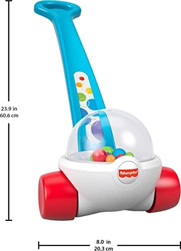 Fisher-Price Baby Toddler Toy Corn Popper Blue Push-Along with Ball-Popping Action for