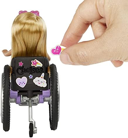 Barbie Chelsea Small Doll Wheelchair with Moving Wheels Ramp Sticker Sheet Blonde Hair