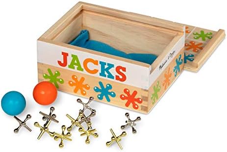 Melissa & Doug Melissa Doug Jacks Game with 10 Playing Pieces and 2 Balls in Wooden