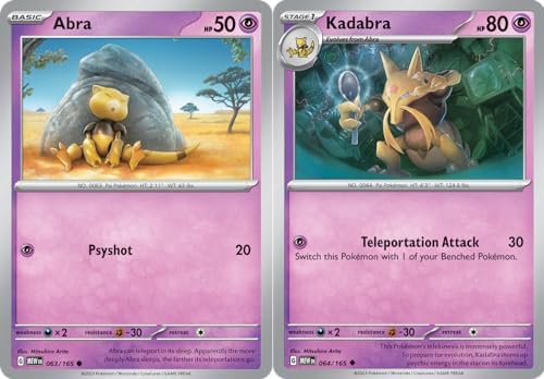 Pokemon Kadabra 064165 - Abra - Pokemon 151 - Evolution Card Lot
