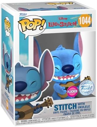 Funko Pop Tee Lilo and Stitch - Ukelele Stitch Flocked - Medium - M - T-Shirt - Clothes