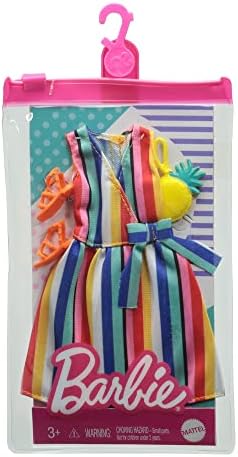 Barbie Mattel - Barbie Complete Looks Fashion Striped Dress with Orange Sandals and