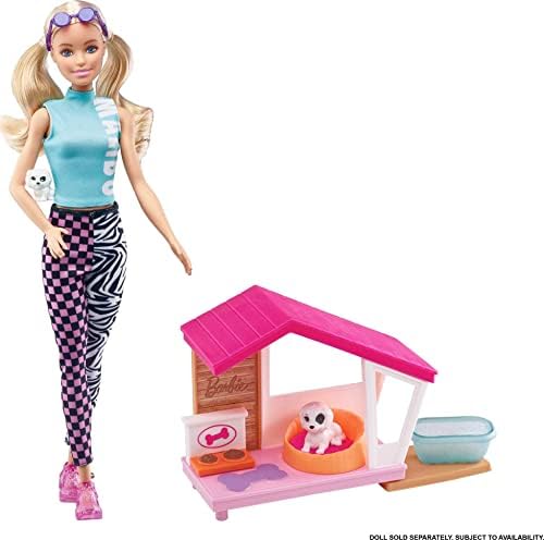 Barbie Mini Playset with 2 Pet Puppies Doghouse and Pet 3 to 7 Year Olds