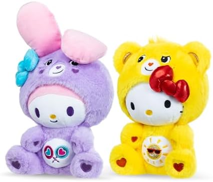 Care Bears Hello Kitty Loves Cheer Bear 10 Plush 2-Pack - Soft Huggable Material