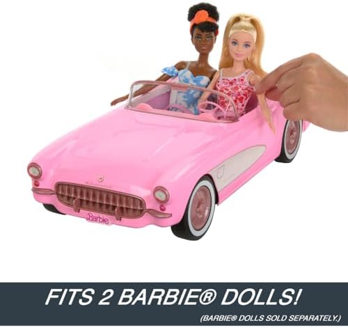 Barbie Hot Wheels RC Corvette from The Movie Full-Function Remote-Control Toy Car Holds 2 Doll
