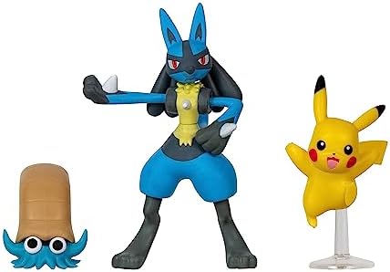 Pokemon 3 Pack-Features 2-Inch Omanyte and Pikachu 3-Inch Battle Figure Lucario
