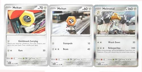 Pokemon Melmetal 104142 - Stellar Crown Pokemon Card Lot - 3 Card Set