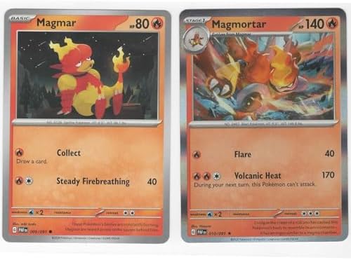 Pokemon Magmortar 010091 Holo Rare - Paldean Fates - Pokemon 2 Card Evolution Set