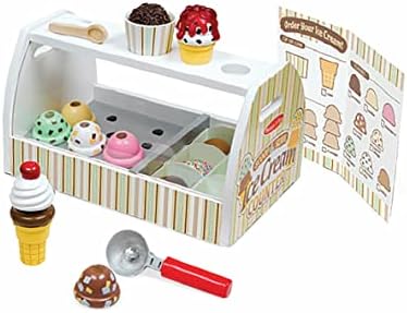 Melissa & Doug Melissa Doug Wooden Scoop and Serve Ice Cream Counter With Play Food and