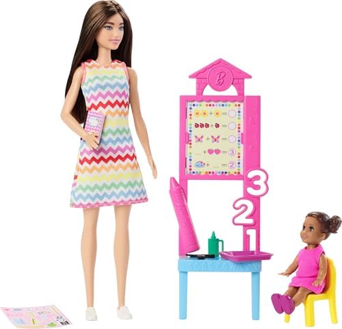 Barbie Teacher Doll with Brunette Fashion Doll with Printed Dress 1 Toddler Doll Teaching