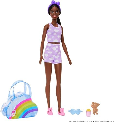 Barbie Clothes Deluxe Keychain Rainbow Bag with Pajamas Slumber Party-Themed for Fashion Doll