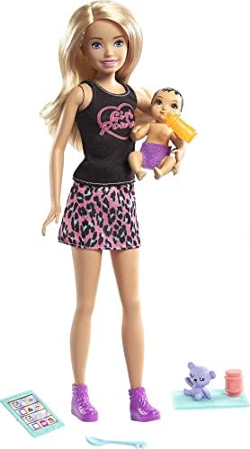 Barbie Skipper Babysitters Inc Set with Blonde Doll in 'Girl Power' Top Baby Doll 4