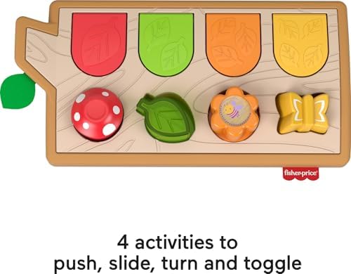 Fisher-Price Baby Toy Hide Peek Pop-Up Animal-Themed Sensory Activity with Wood Accents