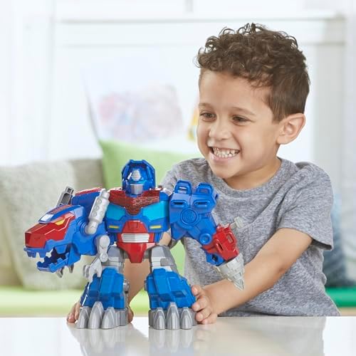 Transformers Dinobot Adventures Optimus Prime T-Rex Converting Toy with Lights and Sounds
