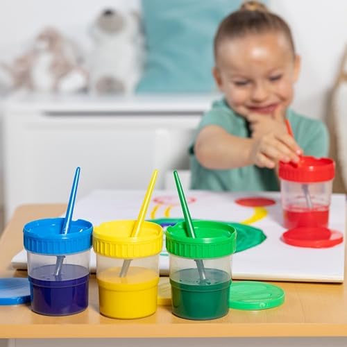 Melissa & Doug Melissa Doug Spill-Proof Paint Cups - 4-Pack Airtight Seal Snap Lids -