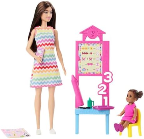Barbie Teacher Doll with Brunette Fashion Doll with Printed Dress 1 Toddler Doll Teaching