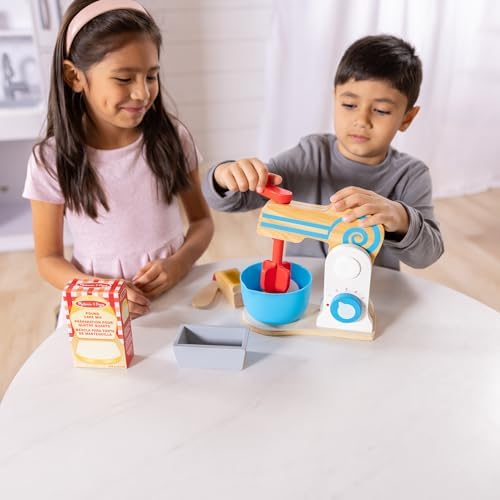 Melissa & Doug Melissa Doug Wooden Make-a-Cake Mixer Set 11 pcs - Play Food and Kitchen Kitchen Playset
