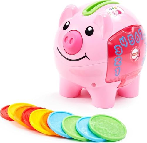 Fisher-Price Baby Toddler Toy Laugh Learn Smart Stages Piggy Bank with Educational Songs