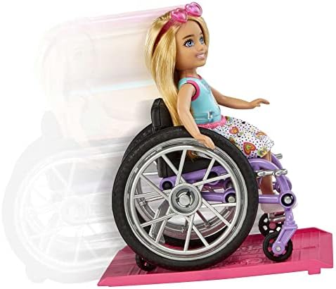 Barbie Chelsea Small Doll Wheelchair with Moving Wheels Ramp Sticker Sheet Blonde Hair