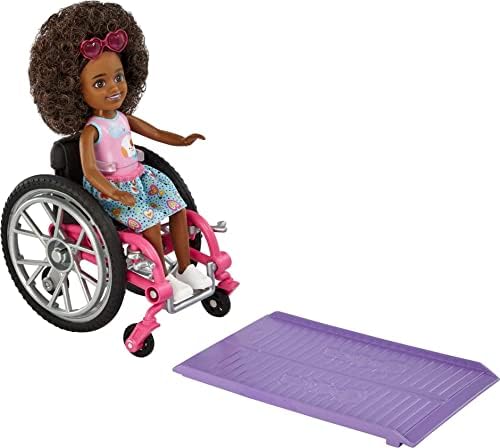 Barbie Chelsea Small Doll Wheelchair with Moving Wheels Ramp Sticker Sheet Blonde Hair