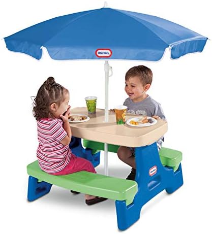 Little Tikes Easy Store Picnic Table with Umbrella Multi Color 42.00''L x 38.00''W x