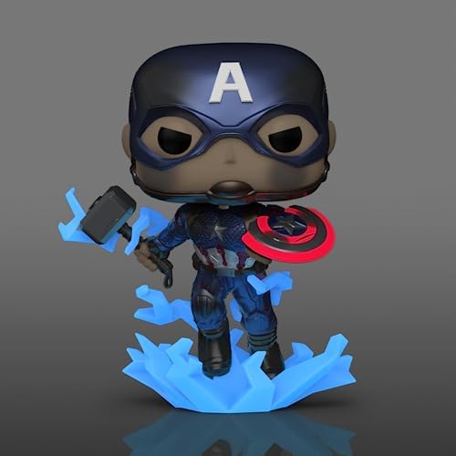 Funko POP Marvel Avengers Endgame Captain America with Broken Shield Mjolnir Glow in The