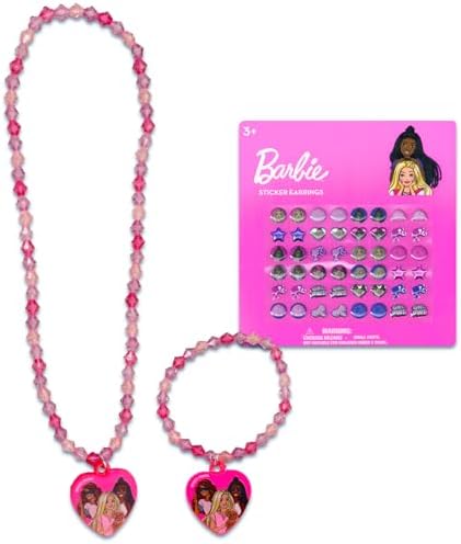 Barbie Jewelry Set for Girls - Bundle With Necklace Sticker Earrings Charm Bracelet More