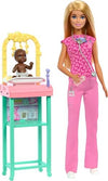 Barbie Doctor Doll with Blonde Fashion Doll Wearing Pink Scrubs 1 Baby with Furniture
