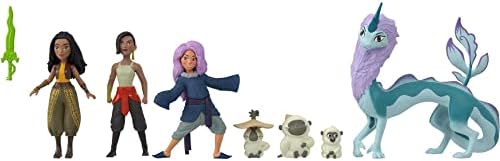 Mattel Disney Princess Raya Classic Storybook Set with 7 Characters Including Raya Human Sisu Dragon Sisu Small Doll