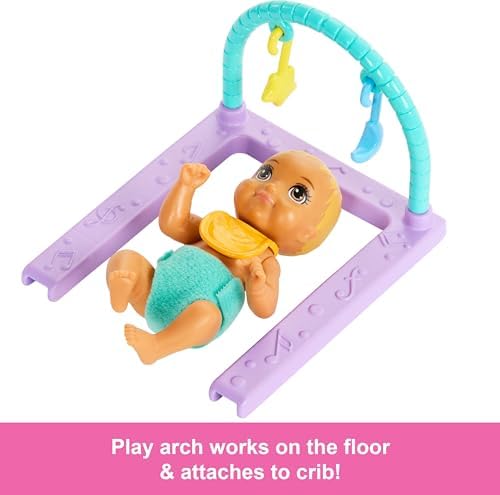 Barbie Skipper Doll Nursery Playset with Includes Twin Baby Dolls Crib Swing See-Saw More