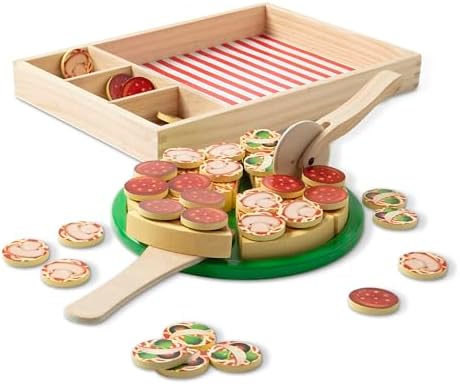 Melissa & Doug Melissa Doug Pizza Party Wooden Pretend Play Food Set With 36 Toppings