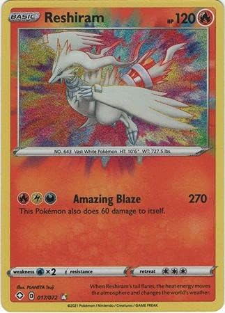 Pokemon Card - Shining Fates 017072 - Reshiram Amazing Rare Holo