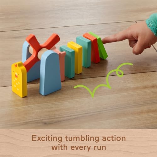 Fisher-Price Wood Preschool Game Domino Run Playset 72-Piece Wooden Building Set