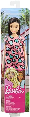 Barbie Brunette Wearing Pink and Blue Heart-Print Dress and Platform Sneakers for 3 to 7
