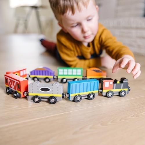 Melissa & Doug Melissa Doug Wooden Magnetic Train Cars - 8 Piece Educational and