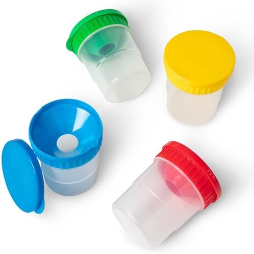 Melissa & Doug Melissa Doug Spill-Proof Paint Cups - 4-Pack Airtight Seal Snap Lids -
