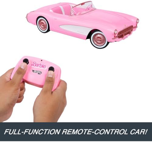 Barbie Hot Wheels RC Corvette from The Movie Full-Function Remote-Control Toy Car Holds 2 Doll