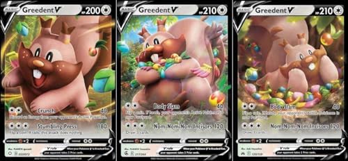 Pokemon Greedent V - Pokemon 3 Card Lot - 120159-053072 - Crown Zenith - Shining Fates -