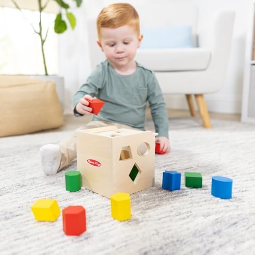 Melissa & Doug Melissa Doug Shape Sorting Cube - Classic Wooden Toy With 12 Shapes