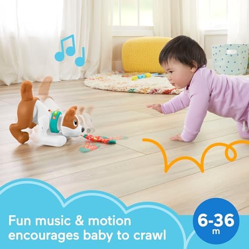 Fisher-Price Baby Learning Toy 123 Crawl with Me Puppy Electronic Dog with Smart Stages