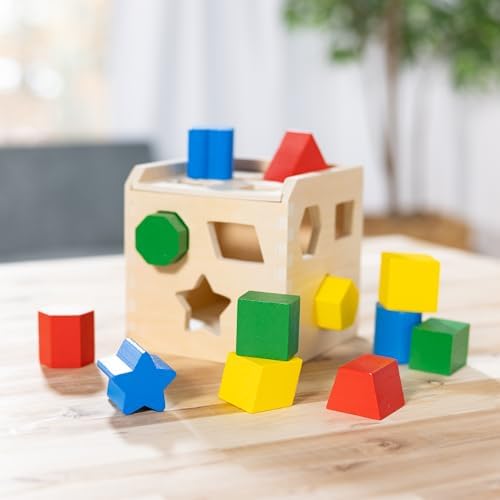 Melissa & Doug Melissa Doug Shape Sorting Cube - Classic Wooden Toy With 12 Shapes
