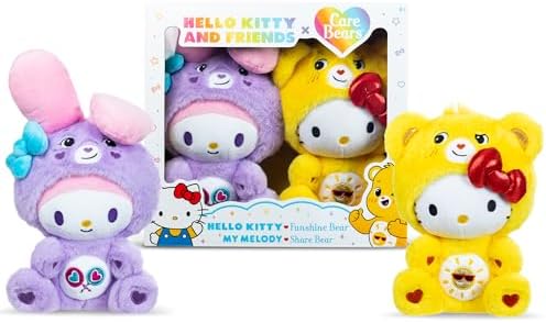 Care Bears Hello Kitty Loves Cheer Bear 10 Plush 2-Pack - Soft Huggable Material